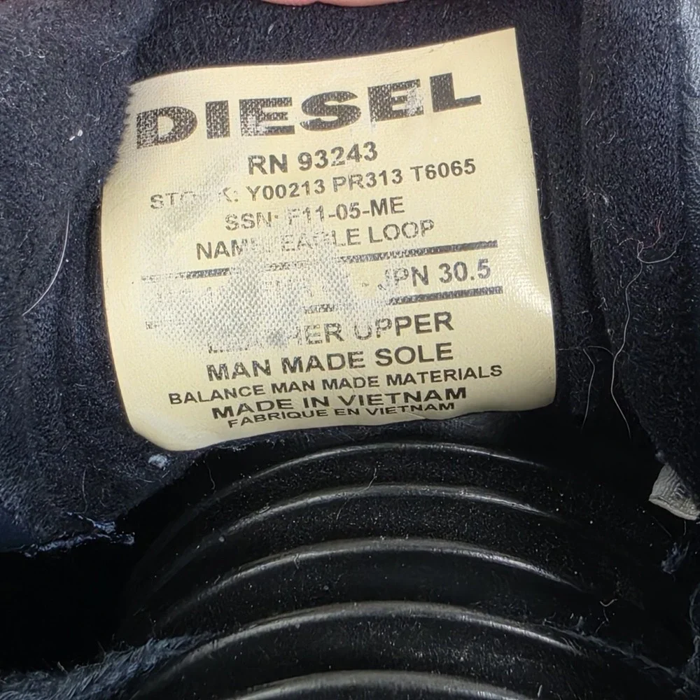 Diesel Eagle Loop Mens Size 12 Navy Blue Leather Sneakers Shoes Y00213 PR313 VTG